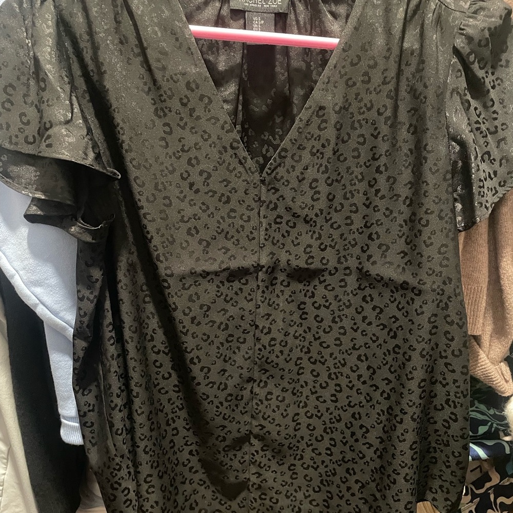 New York & Company Black Leopard Print Blouse